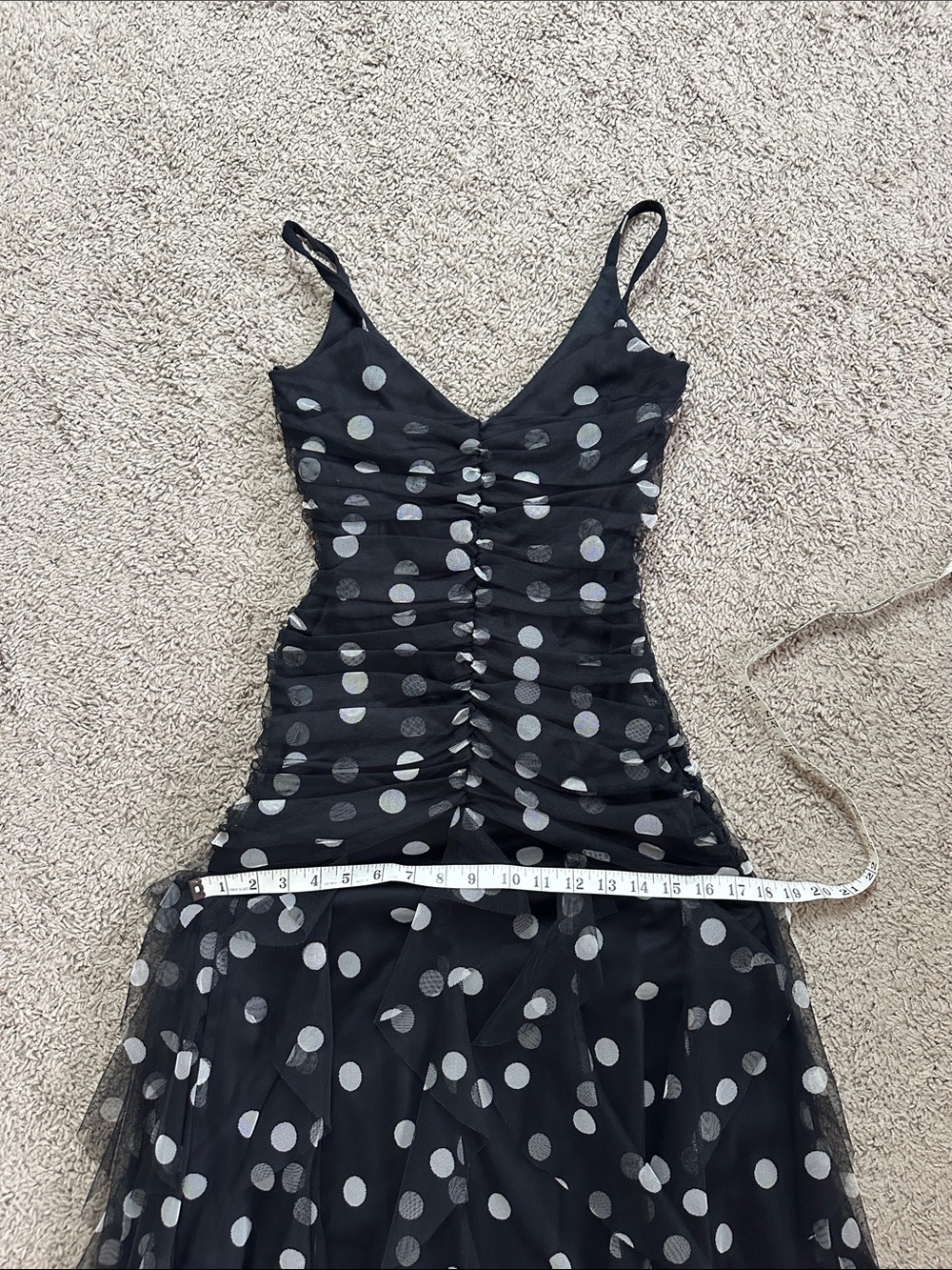 Vintage CAChe Long Polka Dot Ruched Gown Dress - Picture 5 of 10